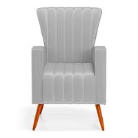 Kit 02 Poltronas Decorativas Melody Com Pés Palito Veludo Cinza Claro - Desk Design