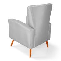 Kit 02 Poltronas Decorativas Melody Com Pés Palito Veludo Cinza Claro - Desk Design - 8