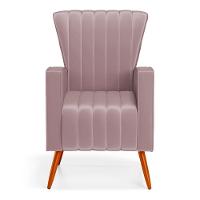 Kit 02 Poltronas Decorativas Melody Com Pés Palito Veludo Rosê - Desk Design - 6