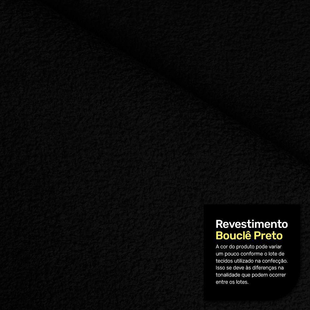 Kit 02 Poltronas E 01 Sofá Bloom 220cm 03 Lugares Com Pés De Madeira Bouclê Preto - Desk Design - 8