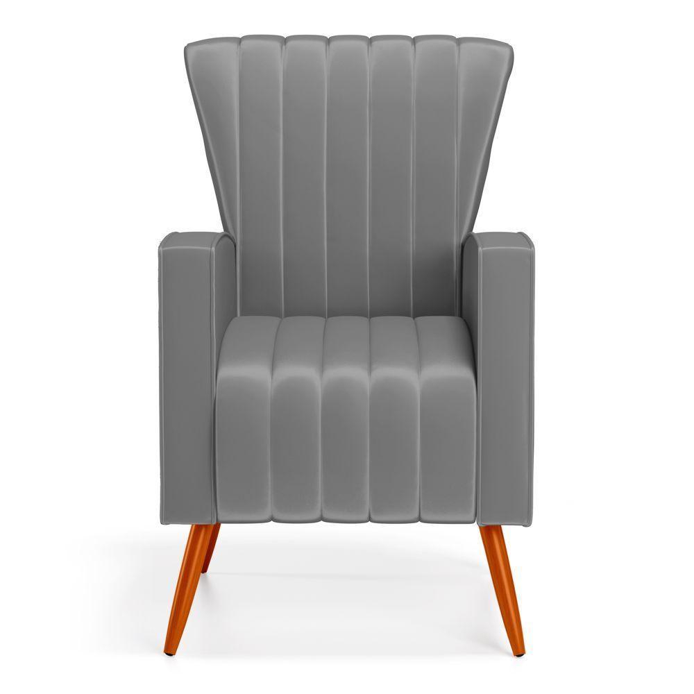 Kit 02 Poltronas Decorativas Melody Com Pés Palito Suede Cinza - Desk Design - 6