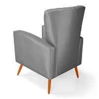 Kit 02 Poltronas Decorativas Melody Com Pés Palito Suede Cinza - Desk Design - 2