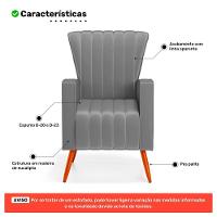 Kit 02 Poltronas Decorativas Melody Com Pés Palito Suede Cinza - Desk Design