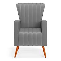 Kit 02 Poltronas Decorativas Melody Com Pés Palito Suede Cinza - Desk Design - 6