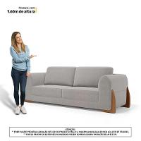 Kit Poltrona E Sofá Bloom 220cm 03 Lugares Com Pés De Madeira Bouclê Cinza - Desk Design - 2