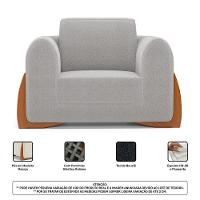 Kit 02 Poltronas E 01 Sofá Bloom 220cm 03 Lugares Com Pés De Madeira Bouclê Cinza - Desk Design - 5