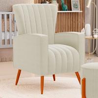 Kit 02 Poltronas Decorativas Melody Com Pés Palito Bouclê Bege - Desk Design - 7