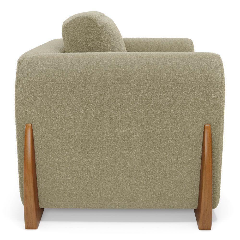 Kit 02 Poltronas Decorativas Living Bloom Com Pés De Madeira Bouclê Bege - Desk Design - 2