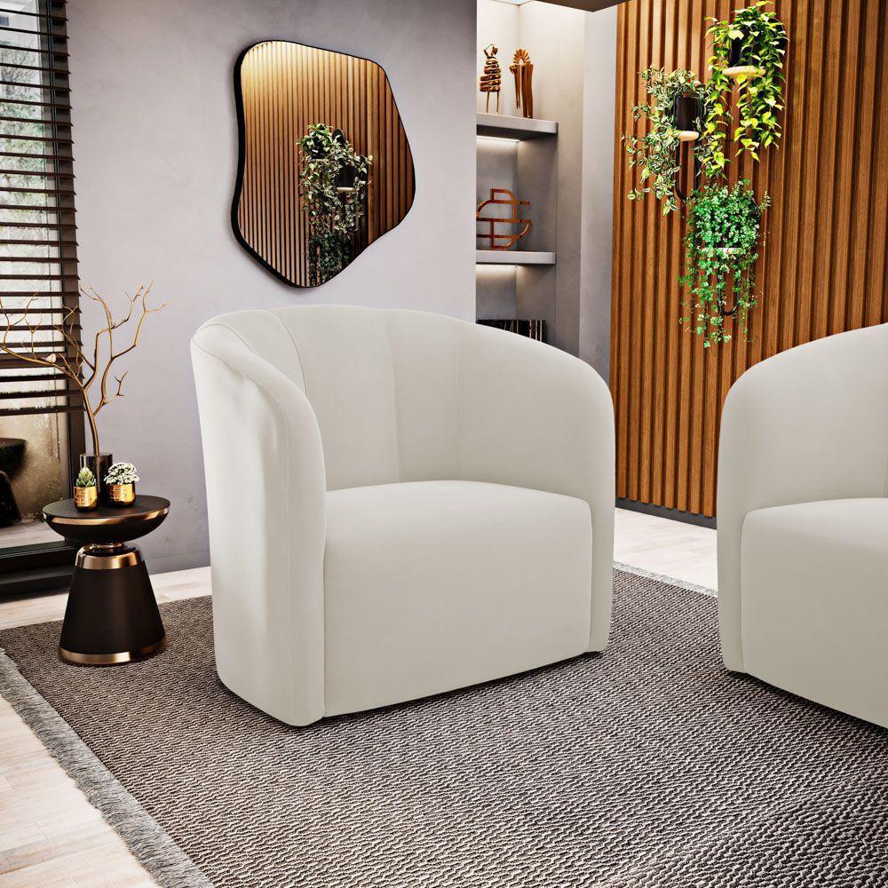 Kit 02 Poltronas Decorativas Abby Veludo Bege Claro - Desk Design - 5