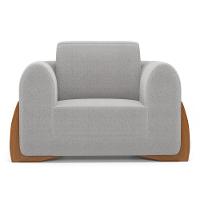 Kit 02 Poltronas Decorativas Living Bloom Com Pés De Madeira Bouclê Cinza - Desk Design - 3