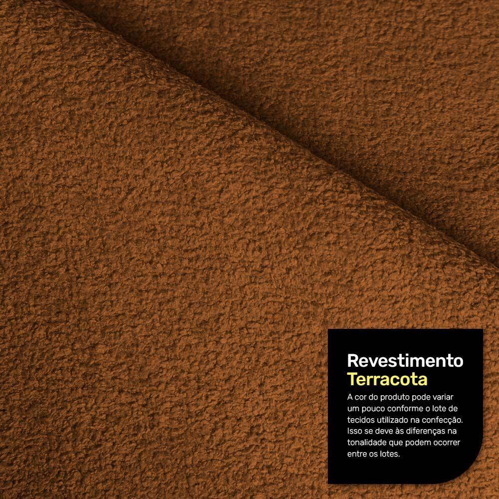 Kit 02 Poltronas E 01 Sofá Bloom 160cm 02 Lugares Com Pés De Madeira Bouclê Terracota - Desk Design - 8