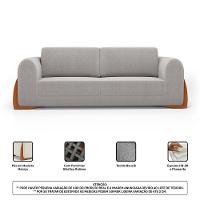 Kit Poltrona E Sofá Bloom 160cm 02 Lugares Com Pés De Madeira Bouclê Cinza - Desk Design