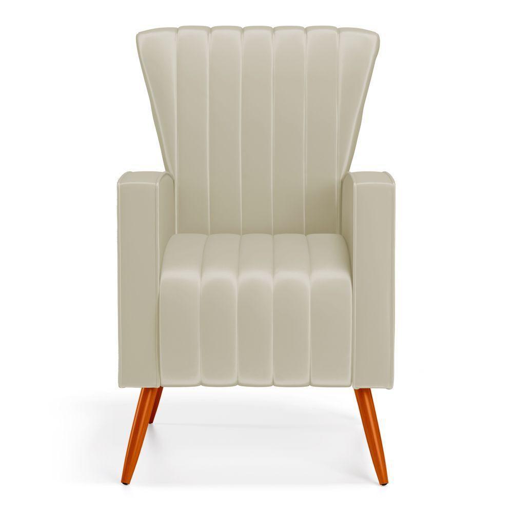 Kit 02 Poltronas Decorativas Melody Com Pés Palito Veludo Bege - Desk Design - 6