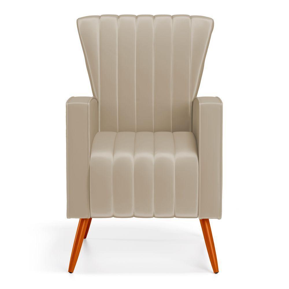 Kit 02 Poltronas Decorativas Melody Com Pés Palito Suede Bege - Desk Design - 6