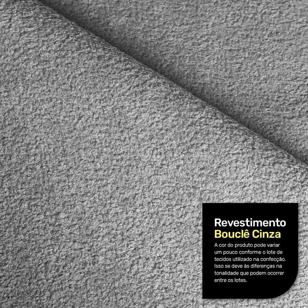 Kit 02 Poltronas E 01 Sofá Bloom 180cm 02 Lugares Com Pés De Madeira Bouclê Cinza - Desk Design - 8