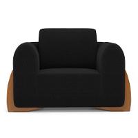 Kit 02 Poltronas Decorativas Living Bloom Com Pés De Madeira Bouclê Preto - Desk Design - 6