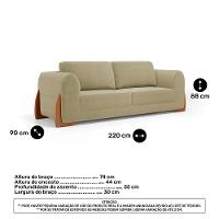 Kit 02 Poltronas E 01 Sofá Bloom 220cm 03 Lugares Com Pés De Madeira Bouclê Bege - Desk Design - 7