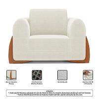 Kit 02 Poltronas E 01 Sofá Bloom 160cm 02 Lugares Com Pés De Madeira Bouclê Off White - Desk Design