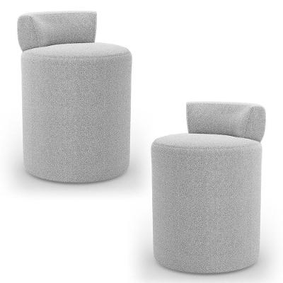 Kit 02 Puffs Decorativos Orgânicos Living Aegon Minimalista Bouclê Cinza Claro - Desk Design