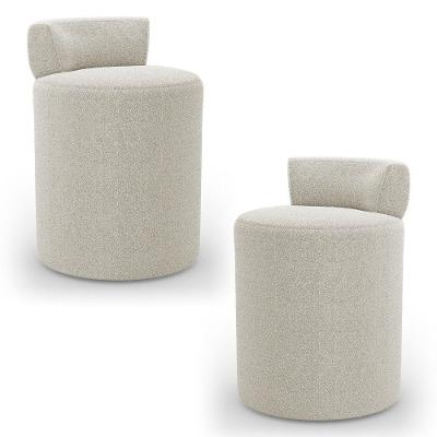 Kit 02 Puffs Decorativos Orgânicos Living Aegon Minimalista Bouclê Bege - Desk Design