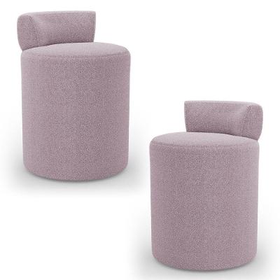 Kit 02 Puffs Decorativos Orgânicos Living Aegon Minimalista Bouclê Rosê - Desk Design