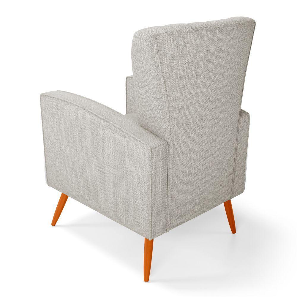 Kit 02 Poltronas Decorativas Melody Com Pés Palito Linho Cinza Claro - Desk Design - 2