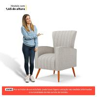 Kit 02 Poltronas Decorativas Melody Com Pés Palito Linho Cinza Claro - Desk Design - 3