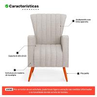 Kit 02 Poltronas Decorativas Melody Com Pés Palito Linho Cinza Claro - Desk Design