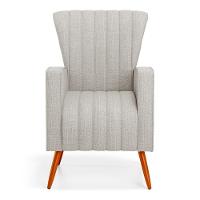 Kit 02 Poltronas Decorativas Melody Com Pés Palito Linho Cinza Claro - Desk Design - 6