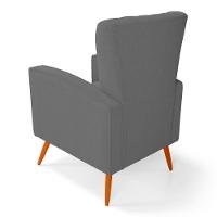 Kit 02 Poltronas Decorativas Melody Com Pés Palito Bouclê Cinza Escuro - Desk Design - 2