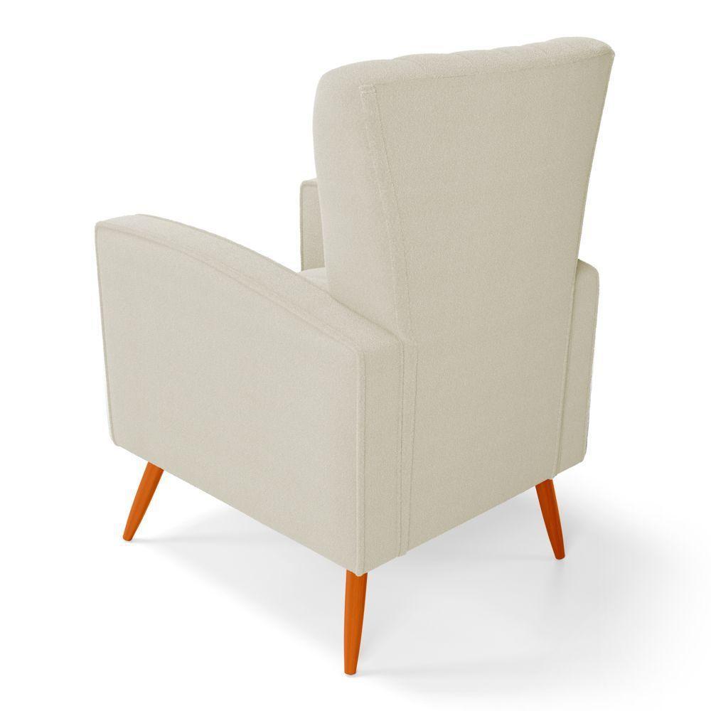 Poltrona Decorativa Melody Com Pés Palito Bouclê Bege - Desk Design - 2