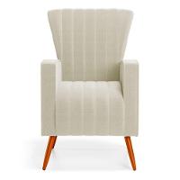 Poltrona Decorativa Melody Com Pés Palito Bouclê Bege - Desk Design - 5