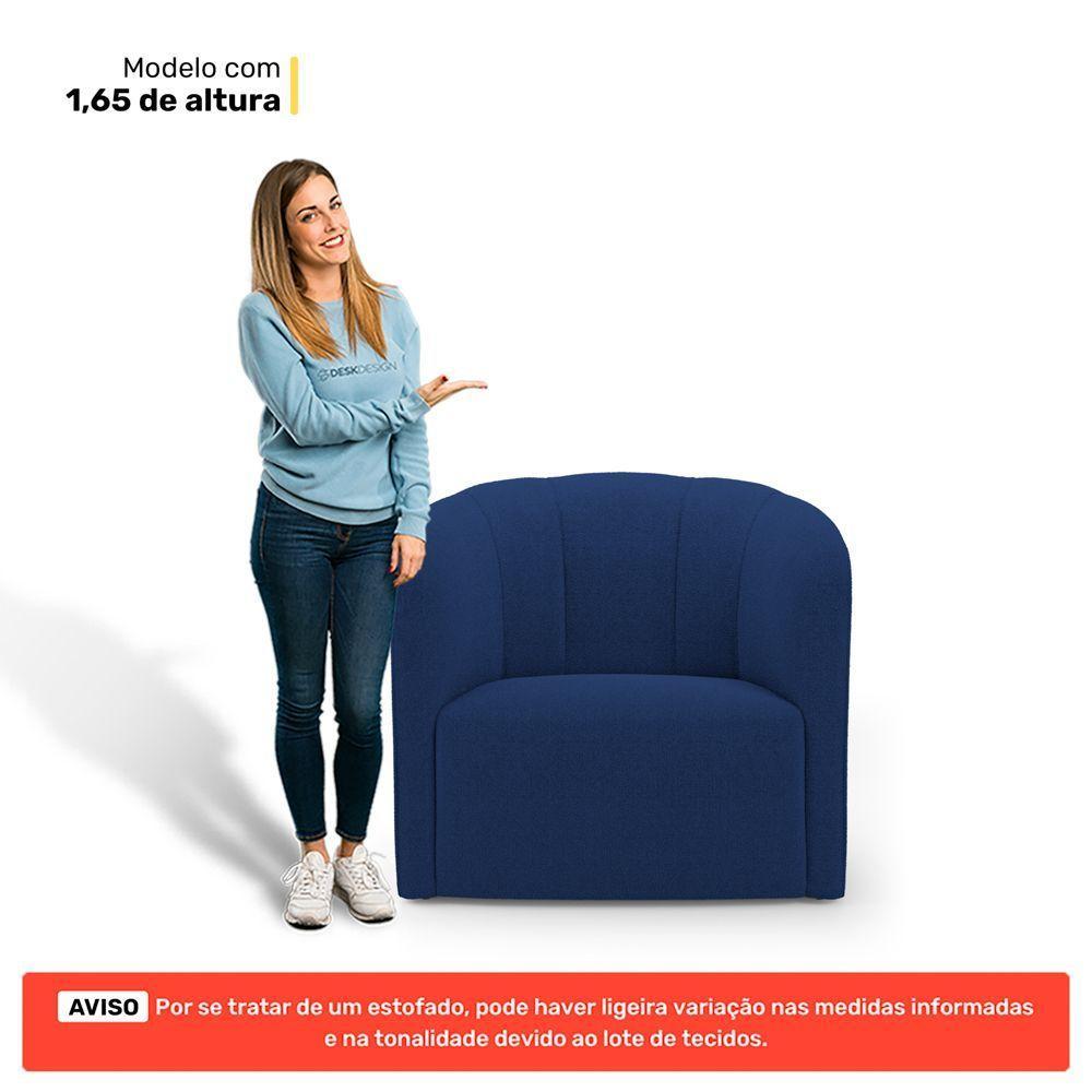 Poltrona Decorativa Living Abby Bouclê Azul Marinho - Desk Design - 4