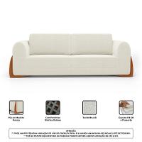 Kit Poltrona E Sofá Bloom 160cm 02 Lugares Com Pés De Madeira Bouclê Off White - Desk Design - 7