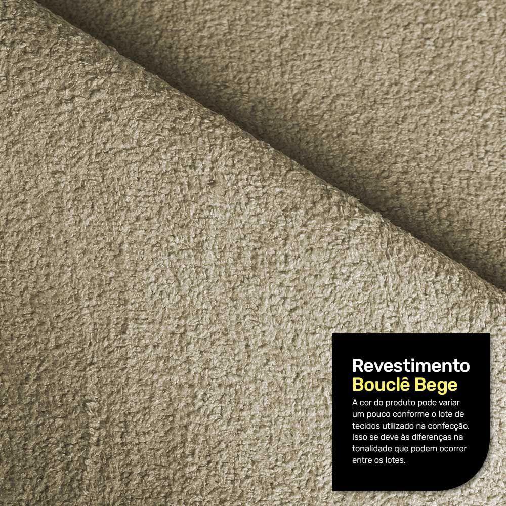 Kit Poltrona E Sofá Bloom 200cm 03 Lugares Com Pés De Madeira Bouclê Bege - Desk Design - 5