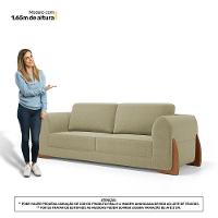 Kit Poltrona E Sofá Bloom 200cm 03 Lugares Com Pés De Madeira Bouclê Bege - Desk Design - 8