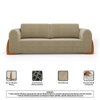 Kit Poltrona E Sofá Bloom 200cm 03 Lugares Com Pés De Madeira Bouclê Bege - Desk Design - 9