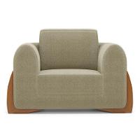 Poltrona Decorativa Living Bloom Com Pés De Madeira Bouclê Bege - Desk Design