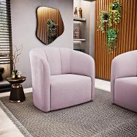 Poltrona Decorativa Living Abby Bouclê Rosê - Desk Design - 5