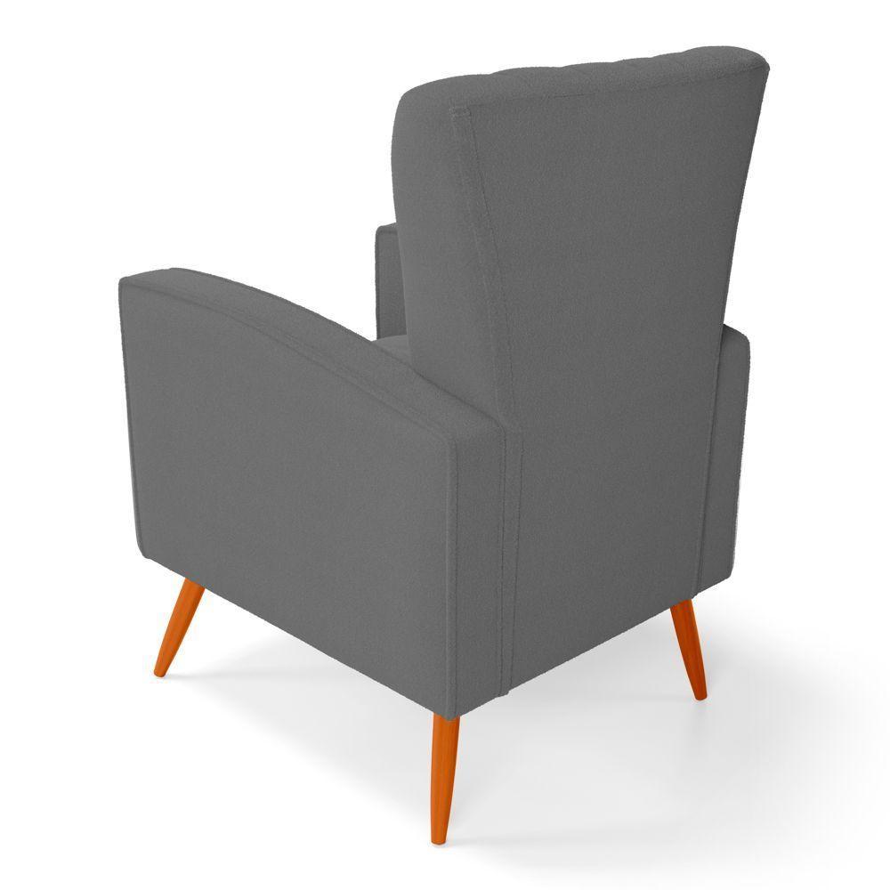 Poltrona Decorativa Melody Com Pés Palito Bouclê Cinza Escuro - Desk Design - 2