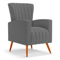 Poltrona Decorativa Melody Com Pés Palito Bouclê Cinza Escuro - Desk Design - 1