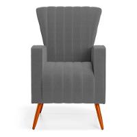 Poltrona Decorativa Melody Com Pés Palito Bouclê Cinza Escuro - Desk Design