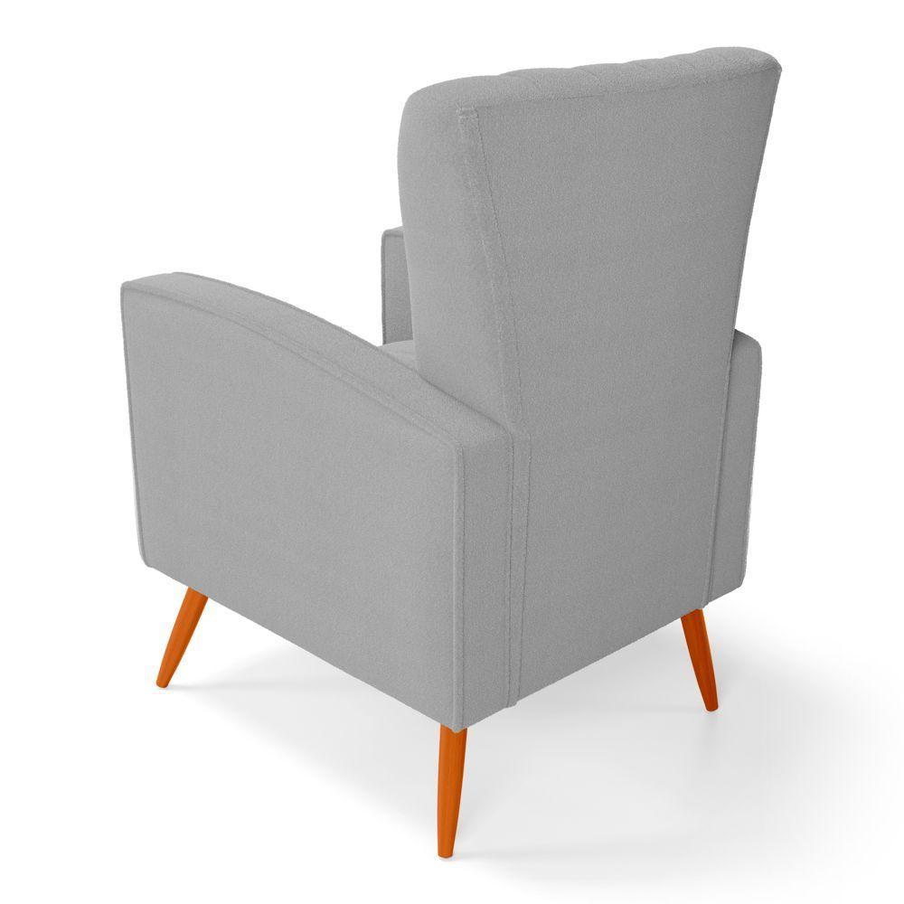 Poltrona Decorativa Melody Com Pés Palito Bouclê Cinza Claro - Desk Design - 4