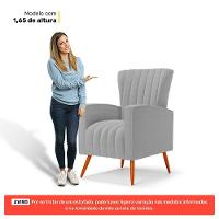 Poltrona Decorativa Melody Com Pés Palito Bouclê Cinza Claro - Desk Design - 2