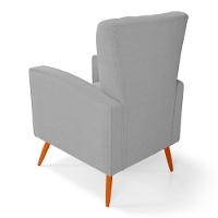 Poltrona Decorativa Melody Com Pés Palito Bouclê Cinza Claro - Desk Design