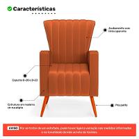 Poltrona Decorativa Melody Com Pés Palito Veludo Terracota - Desk Design - 3