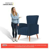 Poltrona Decorativa Melody Com Pés Palito Bouclê Azul Marinho - Desk Design - 2
