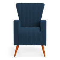 Poltrona Decorativa Melody Com Pés Palito Bouclê Azul Marinho - Desk Design - 5