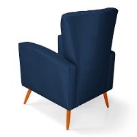 Poltrona Decorativa Melody Com Pés Palito Veludo Azul Marinho - Desk Design