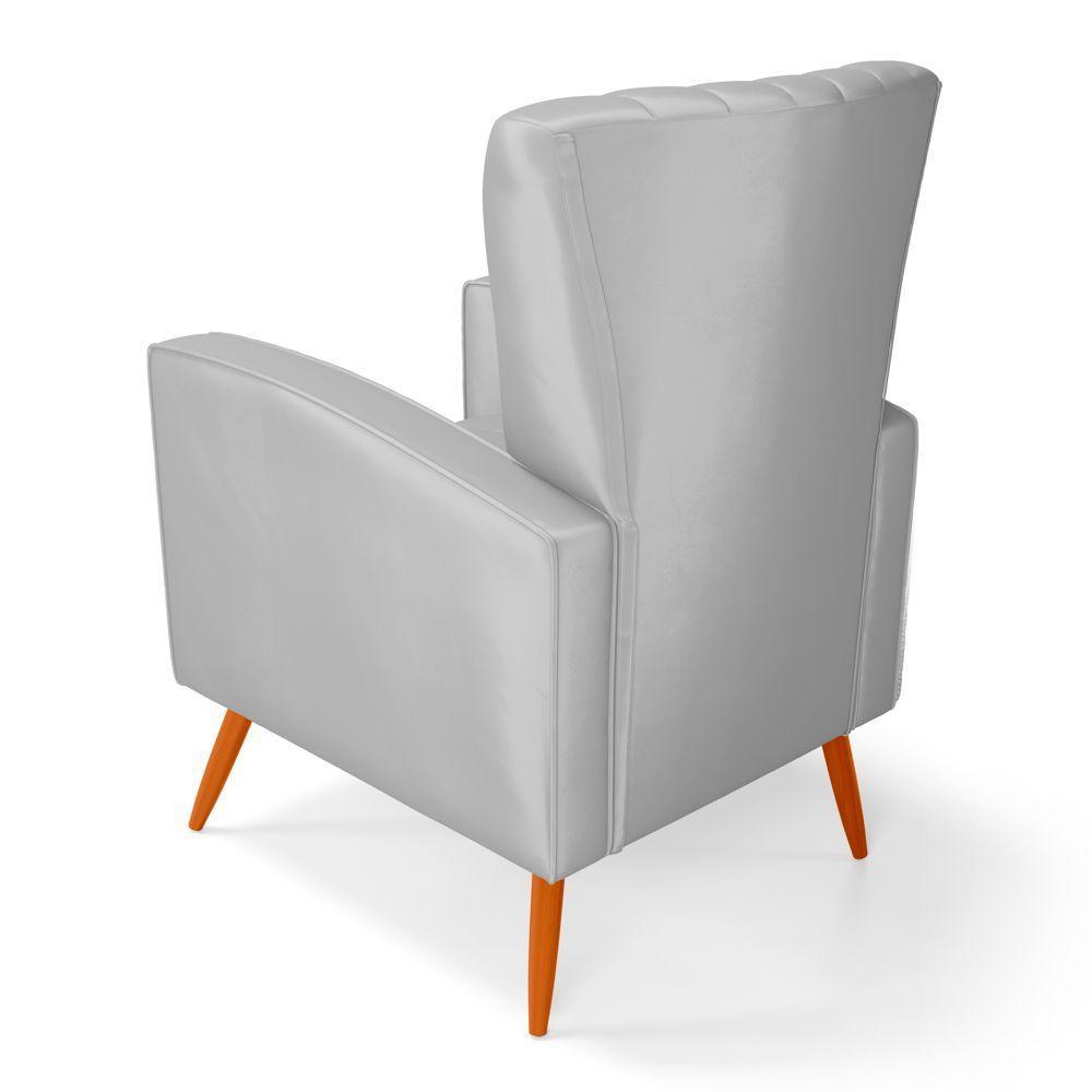 Poltrona Decorativa Melody Com Pés Palito Veludo Cinza Claro - Desk Design - 4
